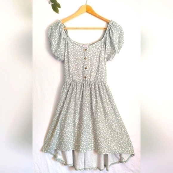 No Boundaries Dresses & Skirts - 90's Y2K Fairycore Cottagecore Boho Floral Dress Green White Size Medium